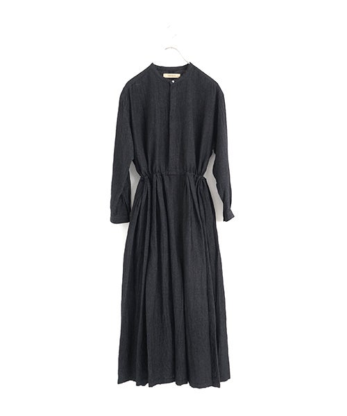 suzuki takayukiスズキタカユキtuck-gathered dress [lint black/A271-18]