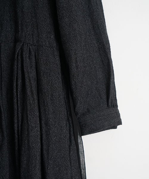 suzuki takayukiスズキタカユキtuck-gathered dress [lint black/A271-18]