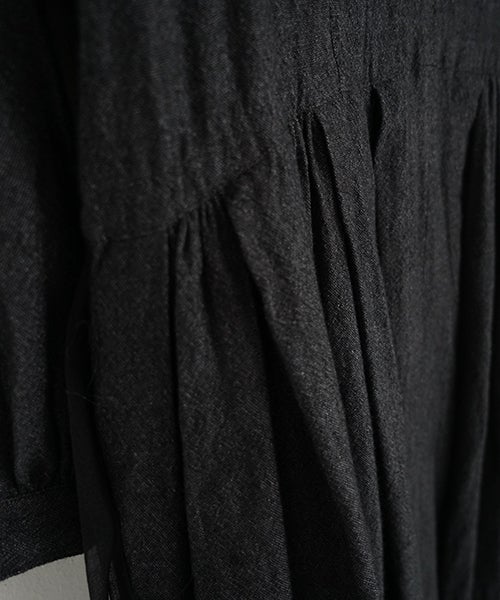 suzuki takayukiスズキタカユキtuck-gathered dress [lint black/A271-18]
