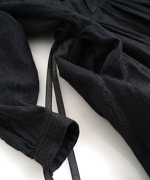 suzuki takayukiスズキタカユキtuck-gathered dress [lint black/A271-18]
