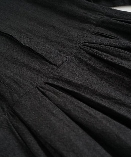 suzuki takayukiスズキタカユキtuck-gathered dress [lint black/A271-18]