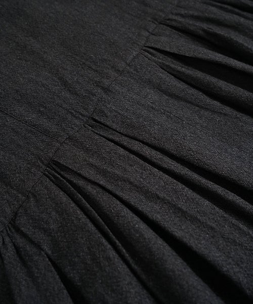 suzuki takayukiスズキタカユキtuck-gathered dress [lint black/A271-18]
