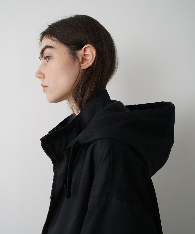 VUm hooded stand collar blouson FINX COTTON / BLACK] blu-009