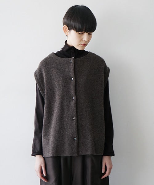  Mochiモチlib knit vest [ma26kn-02/dark mocha]
