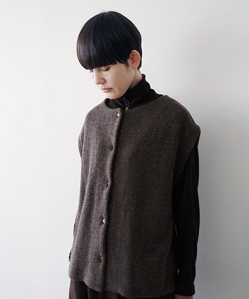  Mochiモチlib knit vest [ma26kn-02/dark mocha]