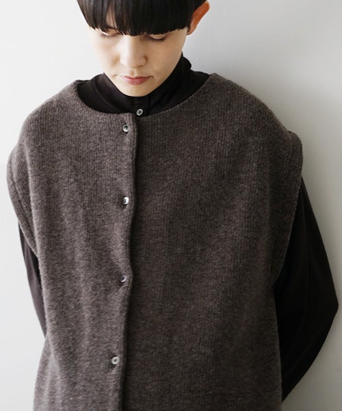  Mochiモチlib knit vest [ma26kn-02/dark mocha]