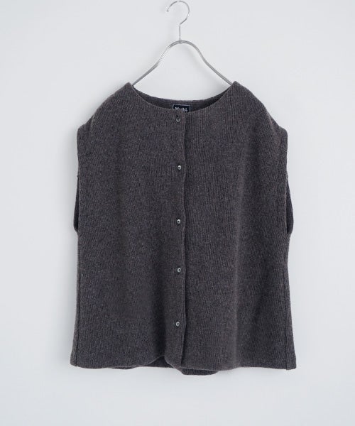  Mochiモチlib knit vest [ma26kn-02/dark mocha]
