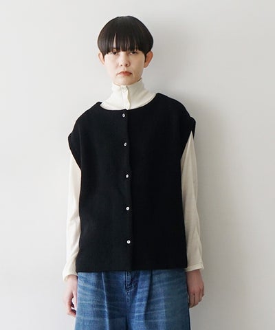  Mochiモチlib knit vest [ma26kn-02/black]