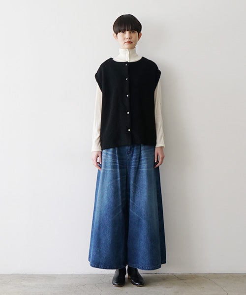  Mochiモチlib knit vest [ma26kn-02/black]
