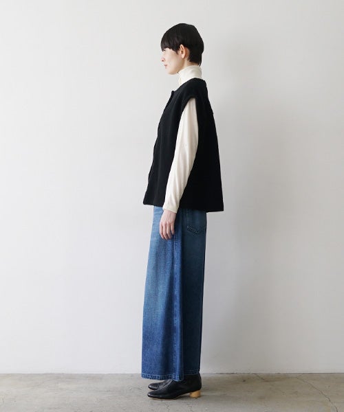  Mochiモチlib knit vest [ma26kn-02/black]