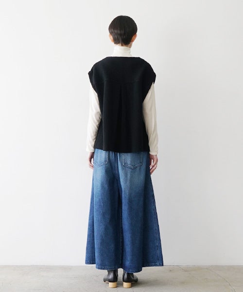  Mochiモチlib knit vest [ma26kn-02/black]