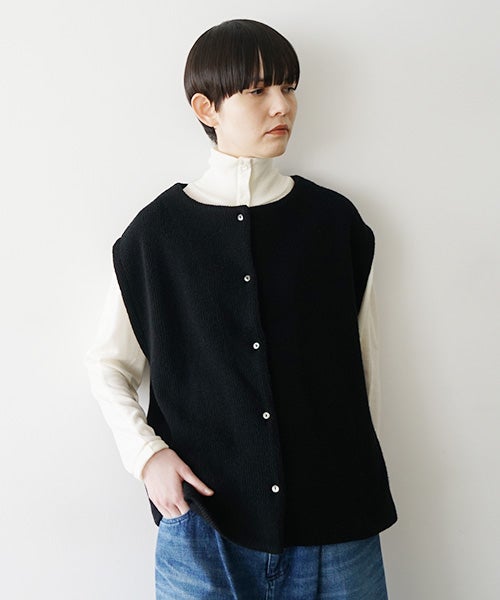  Mochiモチlib knit vest [ma26kn-02/black]
