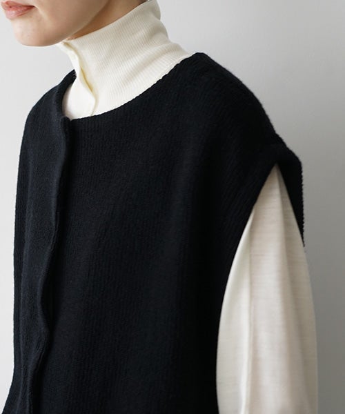  Mochiモチlib knit vest [ma26kn-02/black]