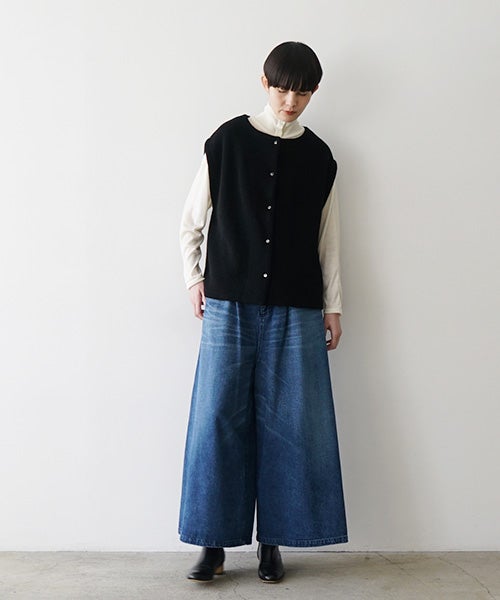  Mochiモチlib knit vest [ma26kn-02/black]